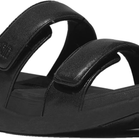 Women's Faux Leather Wedge Sandal 7 Narrow Fit Rubber Sole Adjustable Strap - Picture 1 of 7